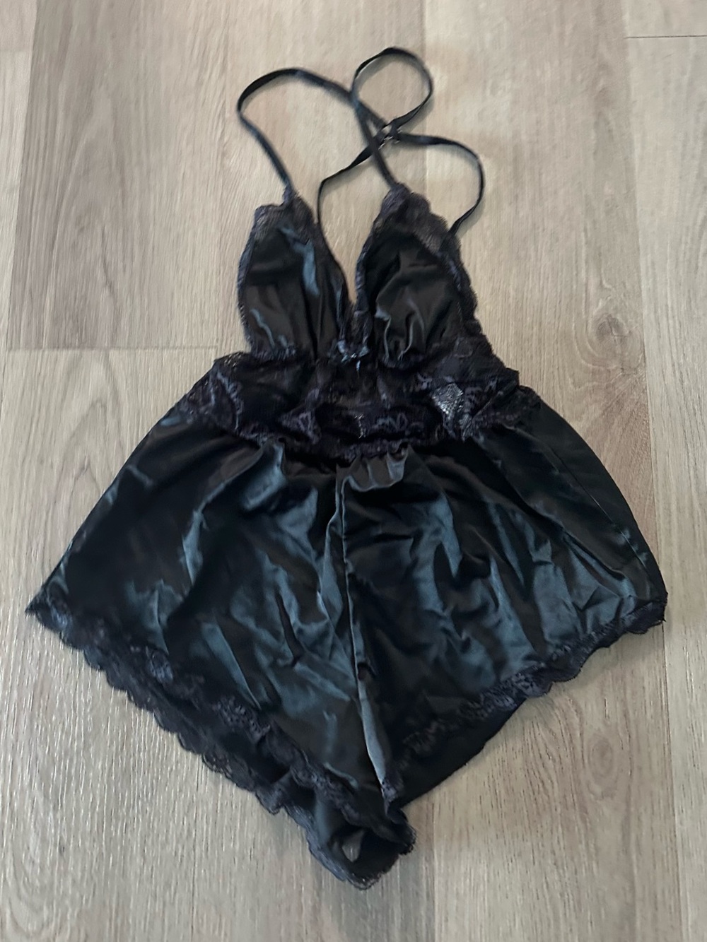 Black Lace Satin Lingerie